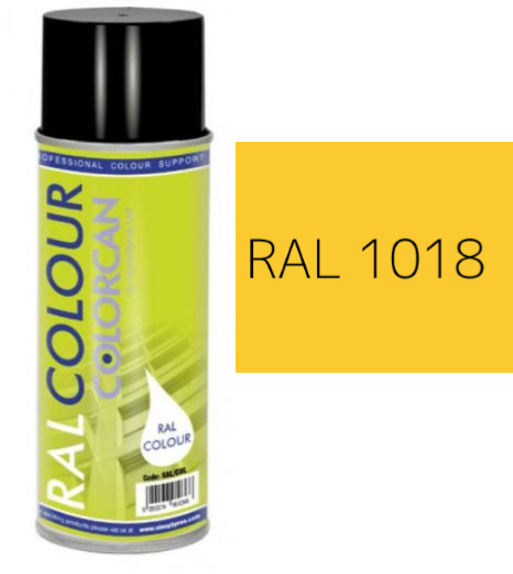 RAL 1018 Zinc Yellow Matt (10% Gloss) Aerosol Spray Paint 400ml