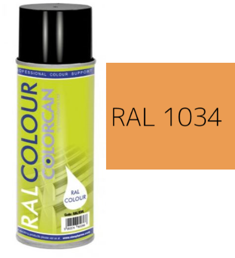 RAL 1034 Pastel Yellow Satin (30% Gloss) Aerosol Spray Paint 400ml