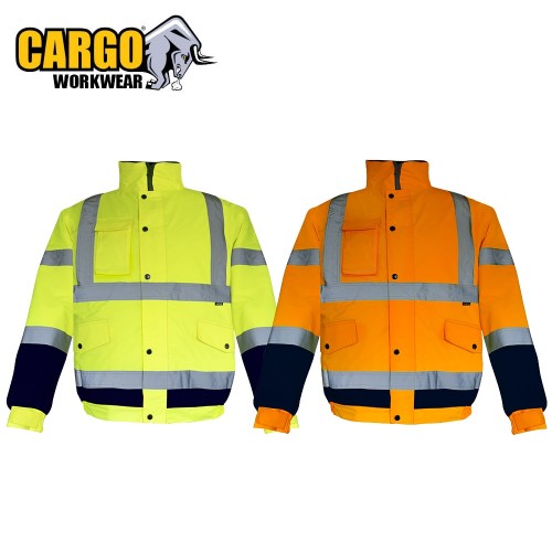 Cargo Hi-Vis Two Tone Bomber Jacket, Yellow  /  Navy