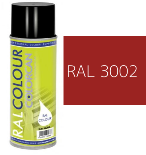 RAL 3002 Carmine Red Matt (10% Gloss) Aerosol Spray Paint 400ml