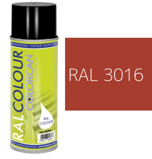 RAL 3016 Coral Red Matt (10% Gloss) Aerosol Spray Paint 400ml