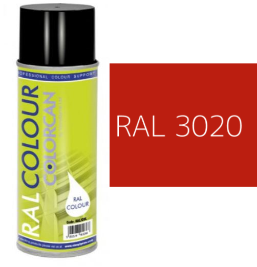 RAL 3020 Traffic Red Satin (30% Gloss) Aerosol Spray Paint 400ml