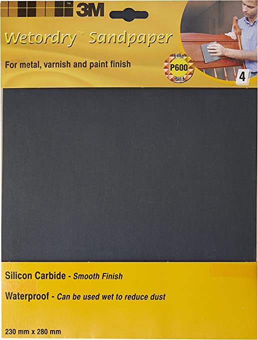 3M P600 Wetordry Sandpaper Sheets, 230 x 280 mm – 4 sheets