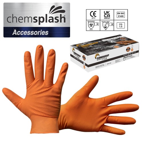 Chemsplash SumoGrip Nitrile Disposable Glove, Orange