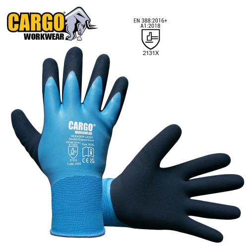 Cargo Hexagrip Latex Fully Coated Sandy Grip Glove