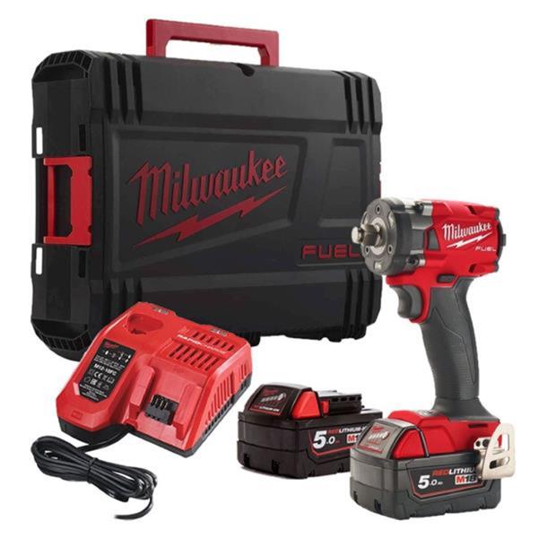 Milwaukee M18FIW2F38-502X 3/8" Compact Impact Wrench (2 X 5.0Ah Batteries)