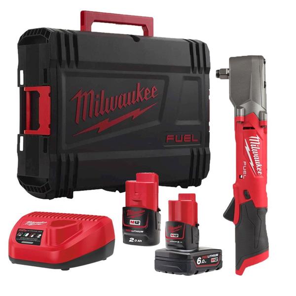Milwaukee 12V 3/8‘‘ Right Angle Impact Wrench (1x2.0Ah + 1x6.0Ah)