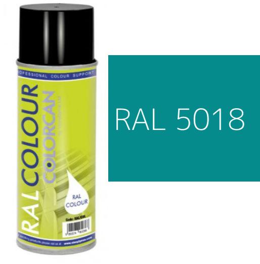 RAL 5018 Turquoise Blue Matt (10% Gloss) Aerosol Spray Paint 400ml