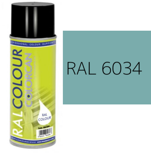 RAL 6034 Pastel Turquoise Satin (30% Gloss) Aerosol Spray Paint 400ml