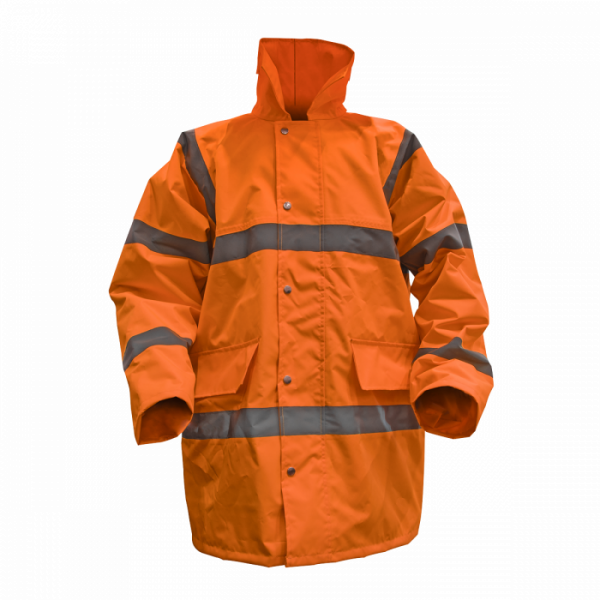 Hi-Vis Orange Motorway Jacket with Quilted Lining – Large