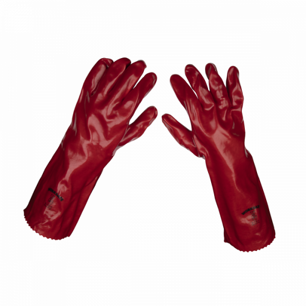 Red PVC Gauntlets 450mm – Pack of 12 Pairs