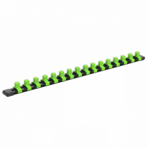 Socket Retaining Rail with 16 Clips 3 / 8″Sq Drive – Hi-Vis Green