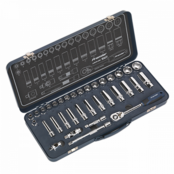 Socket Set 34pc 3 / 8″Sq Drive Lock-On™ 6pt Metric