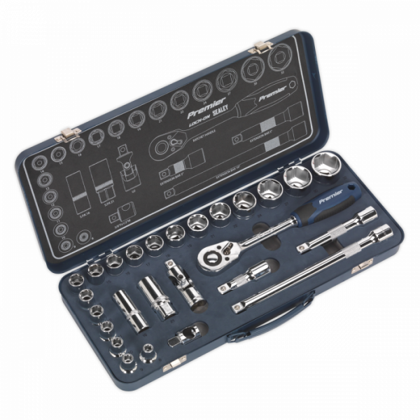 Socket Set 26pc 1 / 2″Sq Drive Lock-On™ 6pt Metric