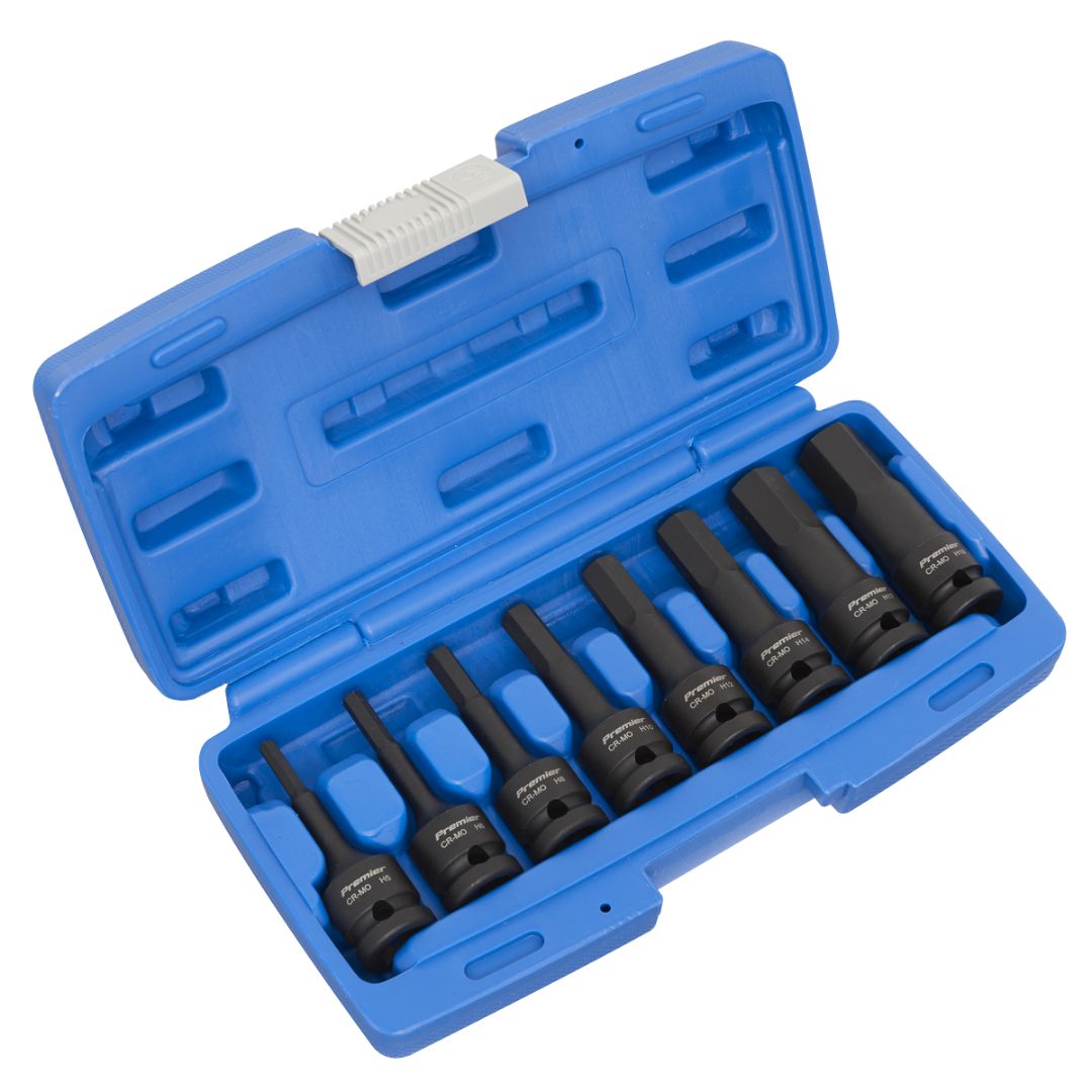 SEALEY IMPACT HEX SOCKET BIT SET 8PC 1/2" SQ