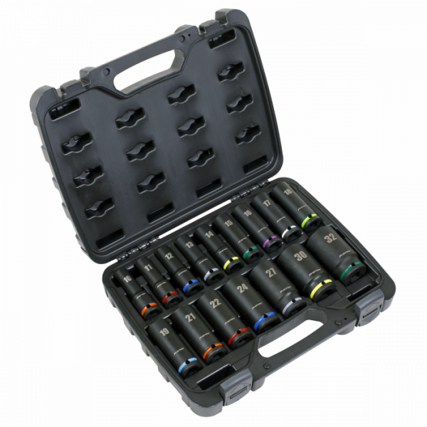 Impact Socket Set 16pc 1 / 2″Sq Drive Deep Metric