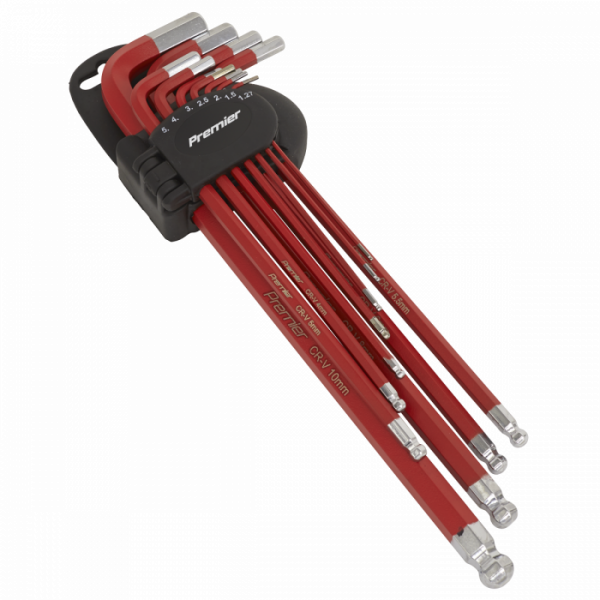 Ball-End Hex Key Set 11pc Anti-Slip Extra-Long Metric