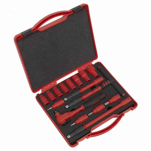 Insulated Socket Set 16pc 3 / 8″Sq Drive 6pt WallDrive® VDE Approved