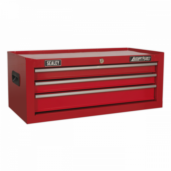 Mid-Box Tool Chest 3 Drawer with Ball-Bearing Slides – Red