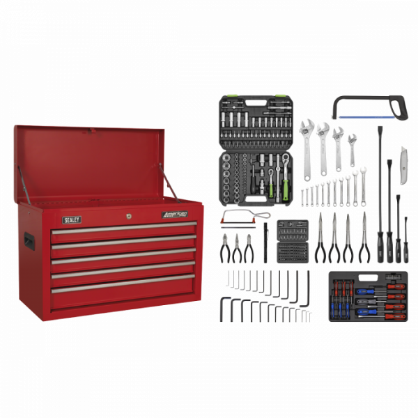 Topchest 5 Drawer with Ball-Bearing Slides – Red & 272pc Tool Kit