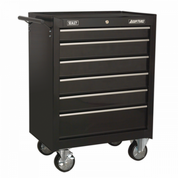 Rollcab 6 Drawer with Ball-Bearing Slides – Black