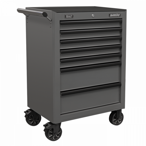 Rollcab 7 Drawer with Ball-Bearing Slides – Grey / Black