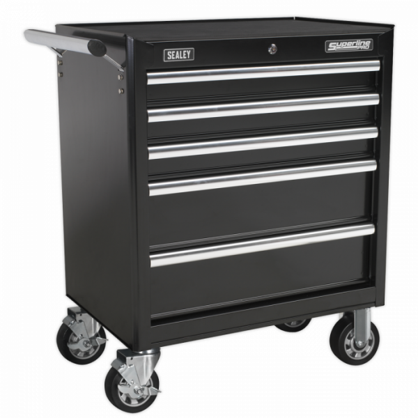 Rollcab 5 Drawer with Ball-Bearing Slides – Black