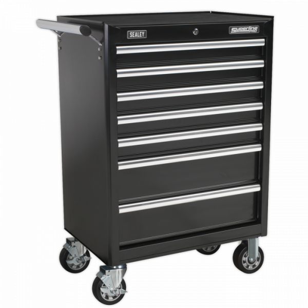 Rollcab 7 Drawer with Ball-Bearing Slides – Black