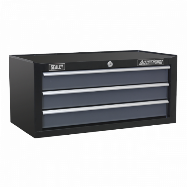 Mid-Box Tool Chest 3 Drawer with Ball-Bearing Slides – Black / Grey