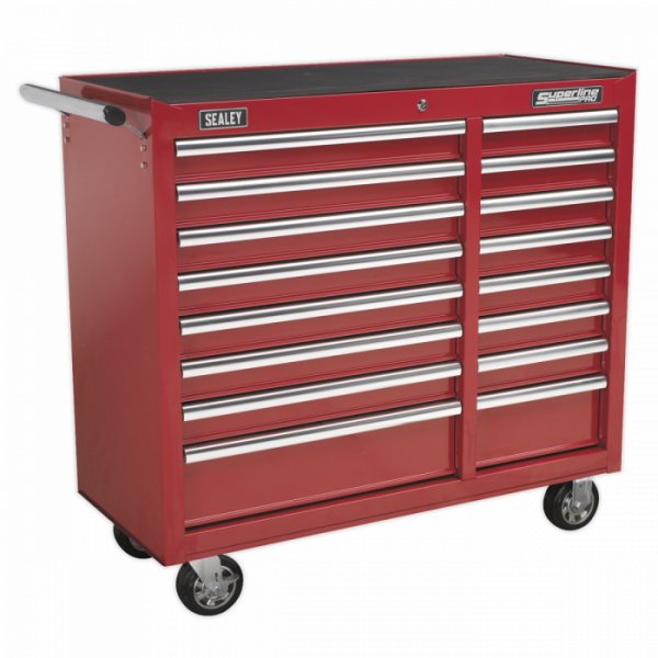 Rollcab 16 Drawer with Ball-Bearing Slides Heavy-Duty – Red