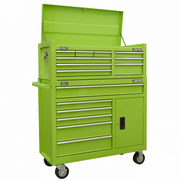 Topchest & Rollcab Combination 15 Drawer with Ball-Bearing Slides – Green