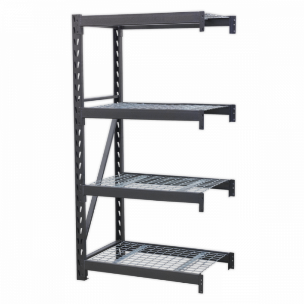 Heavy-Duty Racking Extension Pack with 4 Mesh Shelves 640kg Capacity Per Level