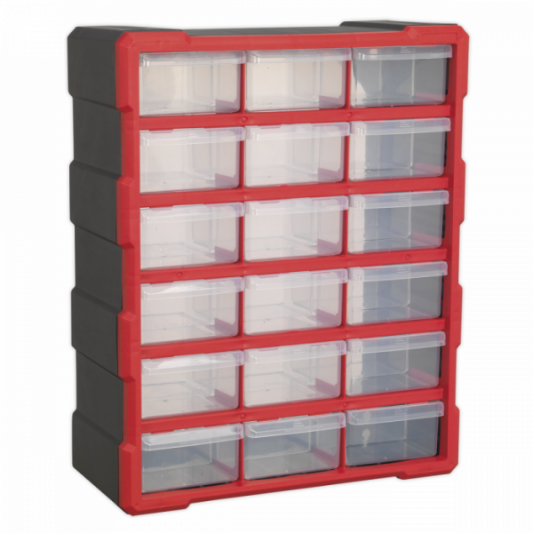 Cabinet Box 18 Drawer – Red / Black