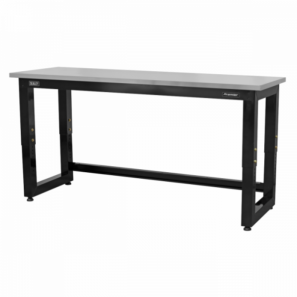 Steel Adjustable Workbench with Stainless Steel Worktop 1830mm – Heavy-Duty