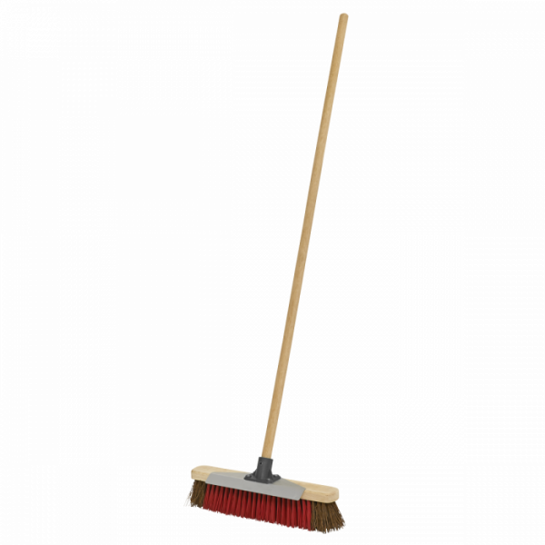 Heavy-Duty Stiff / Hard Bristle Broom with Scraper 16″(405mm)