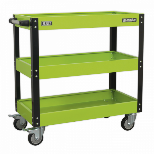 Workshop Trolley 3-Level Heavy-Duty – Hi-Vis Green