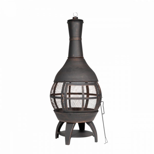 Dellonda Deluxe 360° Chiminea / Fire Pit / Outdoor Heater – Antique Bronze Finish – DG112