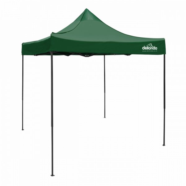 Dellonda Premium 2x2m Pop-Up Gazebo, Heavy Duty, PVC Coated, Water Resistant Fabric, Supplied with Carry Bag, Rope, Stakes & Weight Bags – Dark Green Canopy