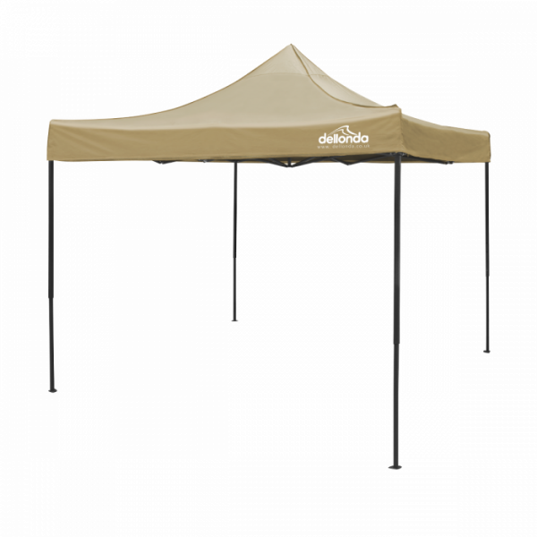 Dellonda Premium 3 x 3m Pop-Up Gazebo, PVC Coated, Water Resistant Fabric, Supplied with Carry Bag, Rope, Stakes & Weight Bags – Beige Canopy