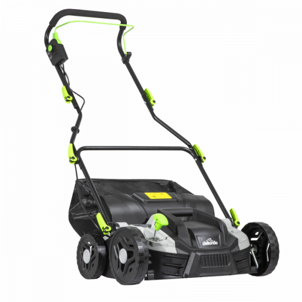 Dellonda 1500W Electric 2-in-1 Scarifier with 5-Heights, 36cm Cutting Diameter, 45L Grass Collection Bag, 10m Mains Cable, Hand Push