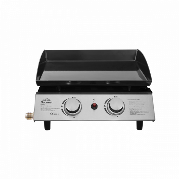 Dellonda 2 Burner Portable Gas Plancha 5kW BBQ Griddle, Stainless Steel – DG21