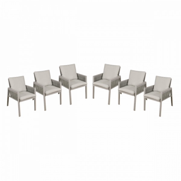 Dellonda Fusion Garden / Patio Dining Chair with Armrests, Set of 6, Light Grey – DG49