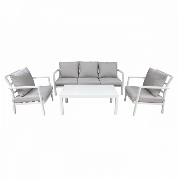 Dellonda Kyoto 4-Piece Aluminium Outdoor Garden Sofa Arm Chair Coffee Table Set