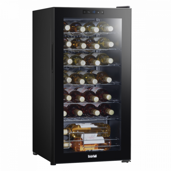 Baridi 28 Bottle Wine Fridge with Digital Touchscreen Controls & LED Light, Black – DH10