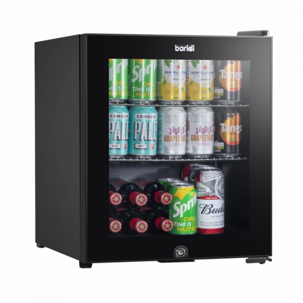 Baridi 50L Tabletop Beer & Drinks Mini Fridge with Light 3-10°C – Black & Glass