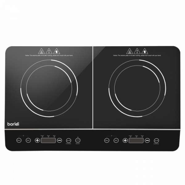 Baridi Portable Induction Hob: Two Zone Cooktop with 13A Plug, 2800W, 10 Power Settings, Touch Controls, 3-Hour Timer Function, Child Safety Lock, Black