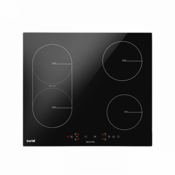 Baridi 60cm Built-In Induction Hob with Bridge Zone, 4 Cooking Zones, 2800W, Boost Function, 9 Power Levels, Touch Control & Timer