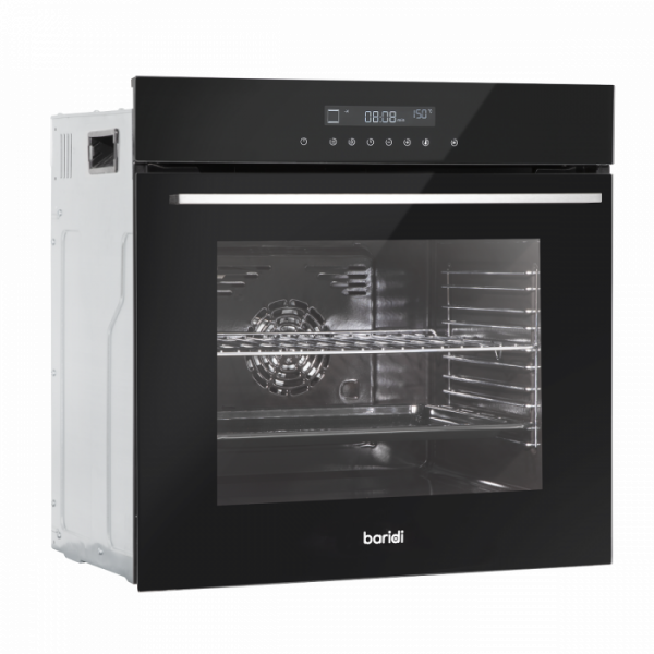 Baridi 60cm Built-In Fan Assisted, Single, Integrated 10 Function Electric Oven, Touchscreen Controls, 72L Capacity, Black