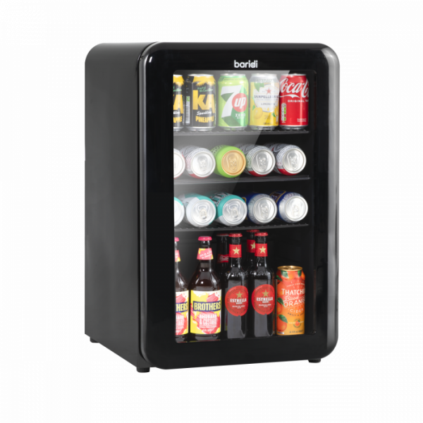 Baridi 70L Under Counter Drinks / Beer & Wine Cooler Fridge, Retro Style, Black