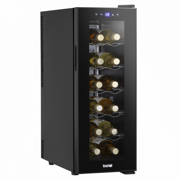 Baridi 12 Bottle Wine Cooler with Digital Touchscreen Controls & LED Light, Black